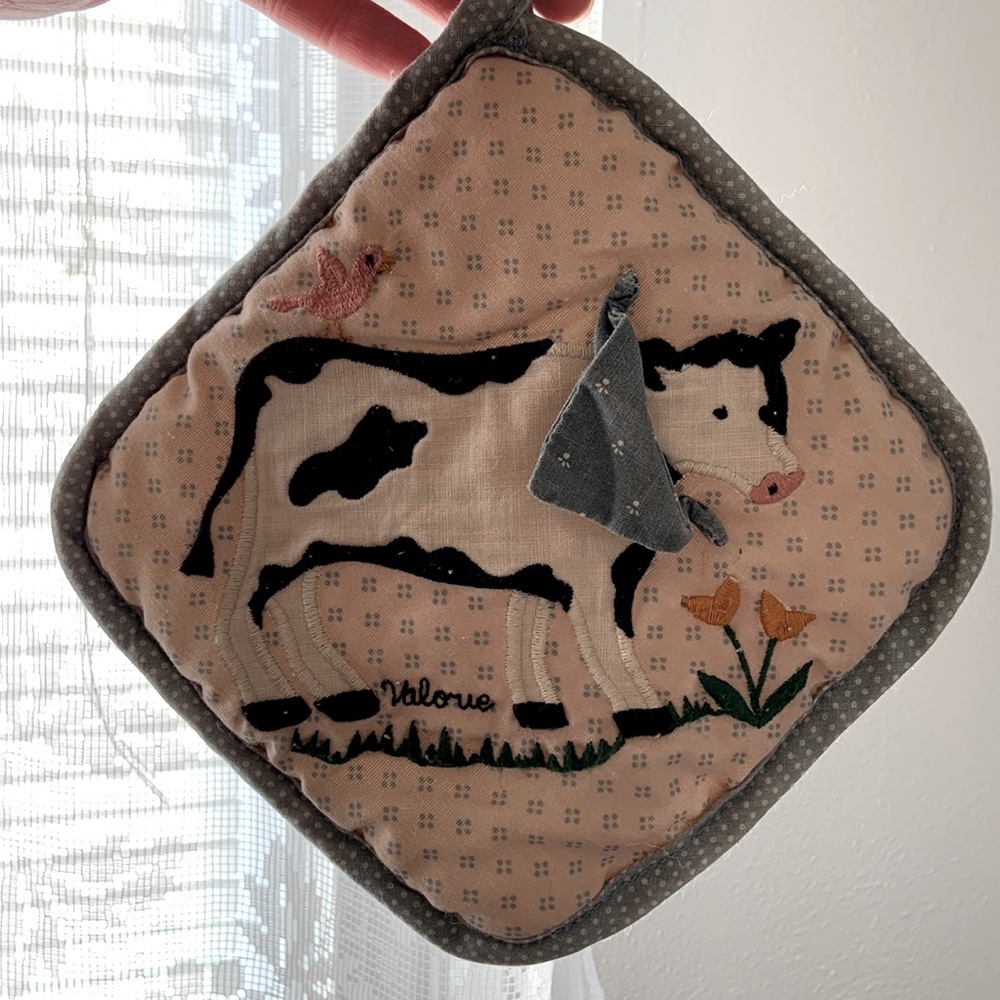 Vintage Potholder, Cow Potholder.